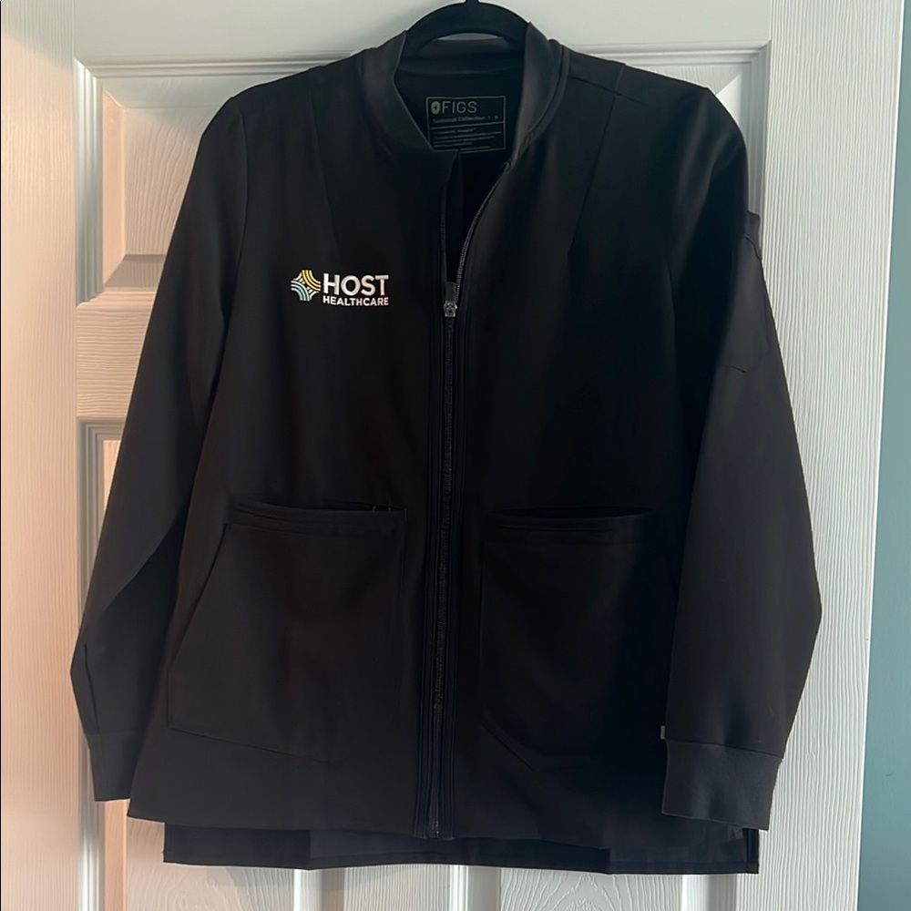 Figs Black Jacket with Embroidered Logo